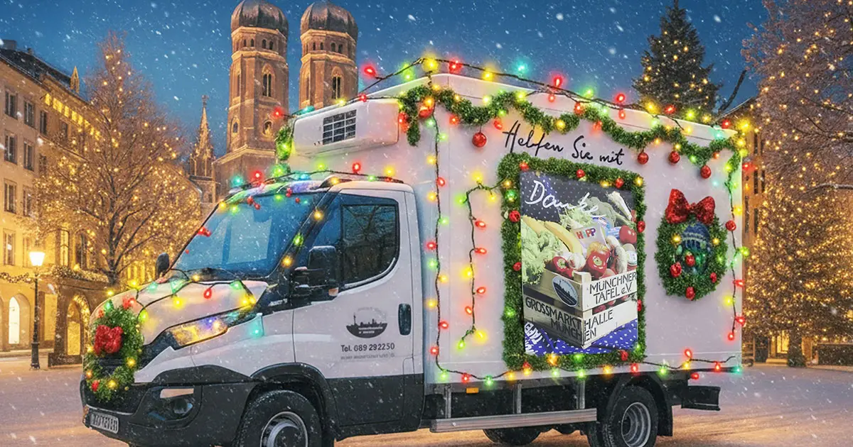 Die offizielle Weihnachtskarte der Münchner Tafel mit festlichem Motiv